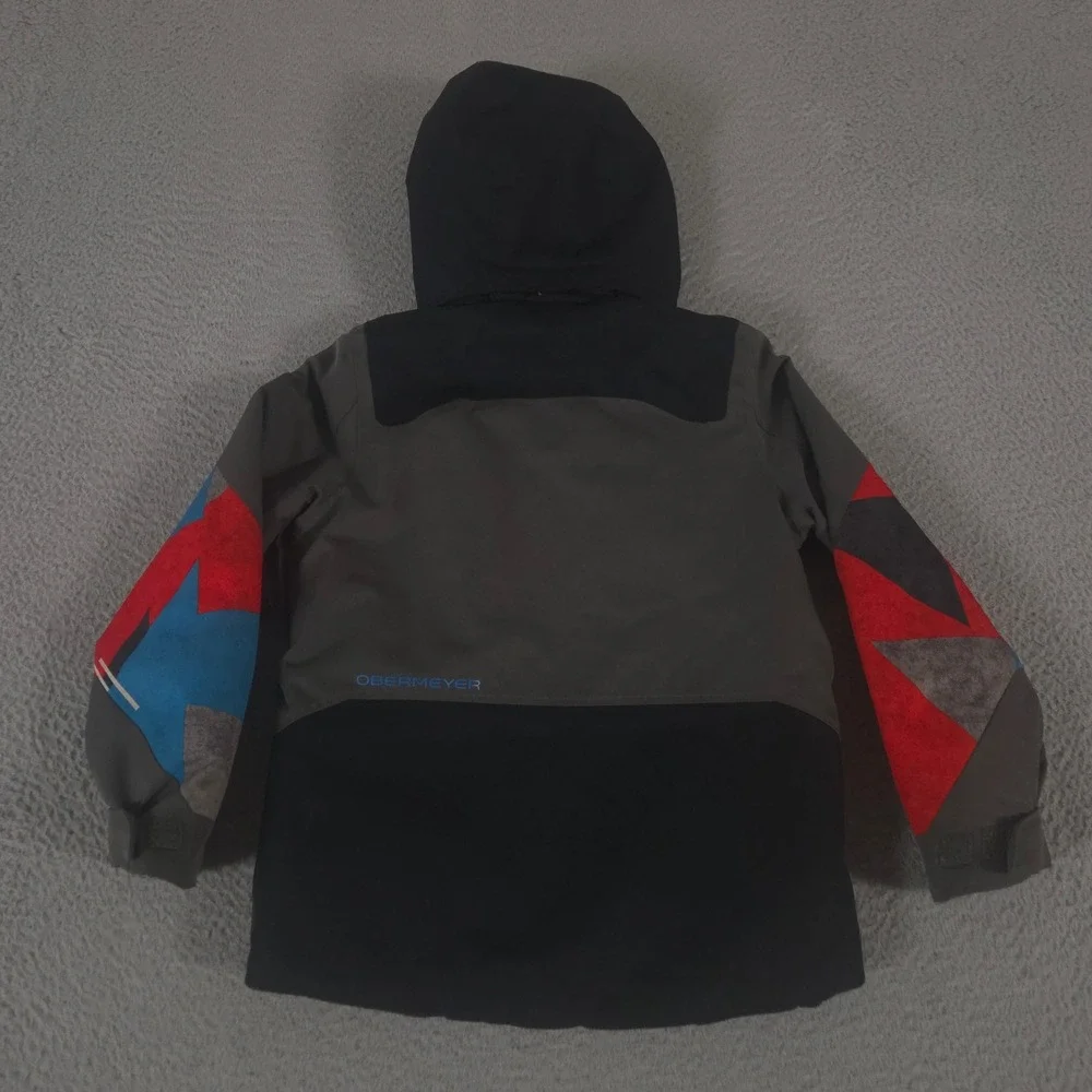 Obermeyer Jacket Boys XS 6-7 Multi Outland Colorblock Geometric Hooded Ski Coat
